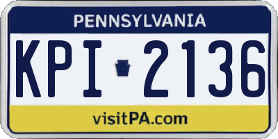 PA license plate KPI2136
