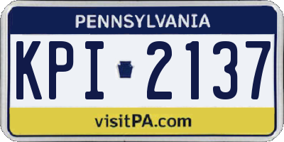 PA license plate KPI2137