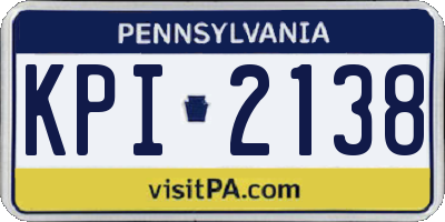 PA license plate KPI2138