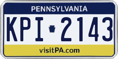 PA license plate KPI2143