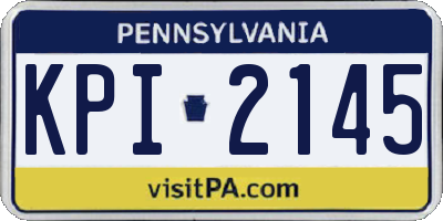 PA license plate KPI2145