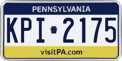 PA license plate KPI2175