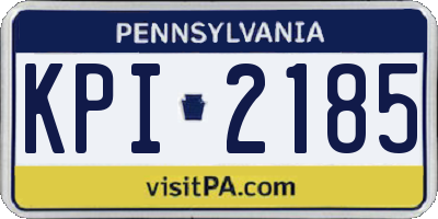 PA license plate KPI2185