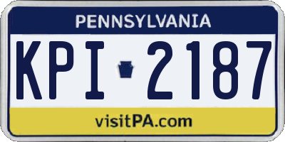 PA license plate KPI2187