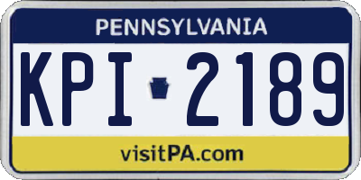 PA license plate KPI2189