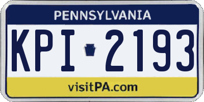 PA license plate KPI2193