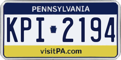 PA license plate KPI2194