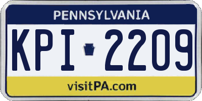 PA license plate KPI2209