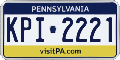 PA license plate KPI2221