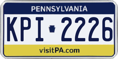 PA license plate KPI2226