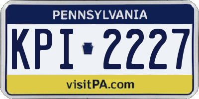 PA license plate KPI2227