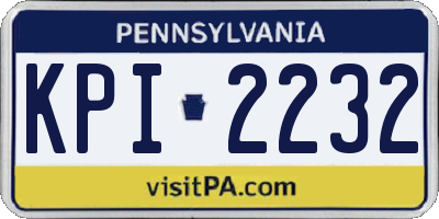 PA license plate KPI2232