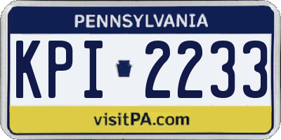 PA license plate KPI2233