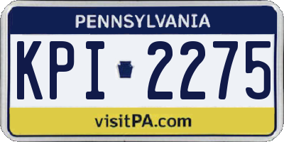 PA license plate KPI2275