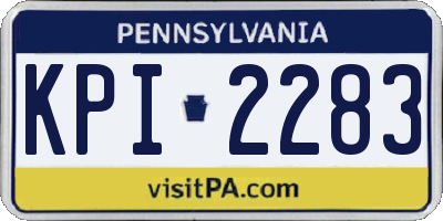 PA license plate KPI2283