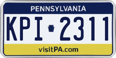 PA license plate KPI2311