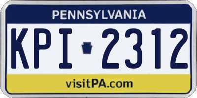 PA license plate KPI2312