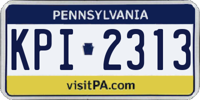 PA license plate KPI2313