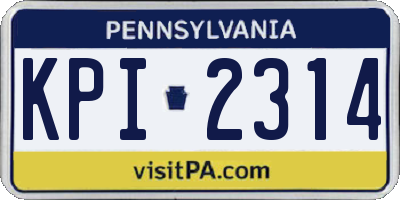 PA license plate KPI2314