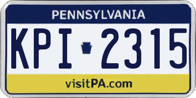 PA license plate KPI2315