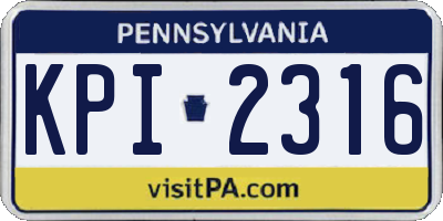 PA license plate KPI2316