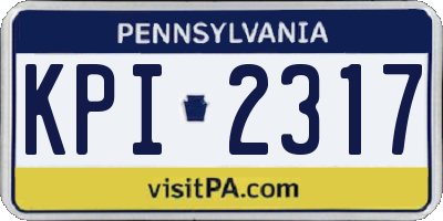 PA license plate KPI2317