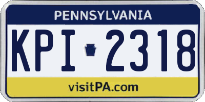PA license plate KPI2318