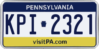 PA license plate KPI2321