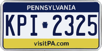 PA license plate KPI2325