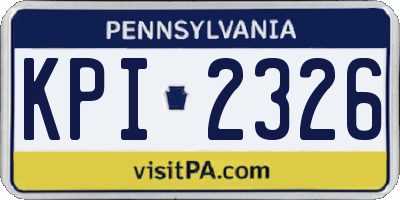 PA license plate KPI2326