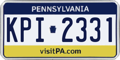 PA license plate KPI2331