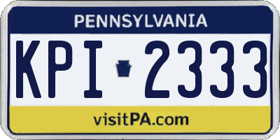 PA license plate KPI2333