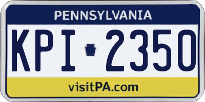 PA license plate KPI2350