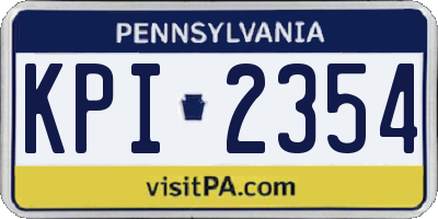 PA license plate KPI2354