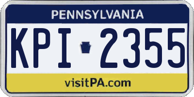 PA license plate KPI2355