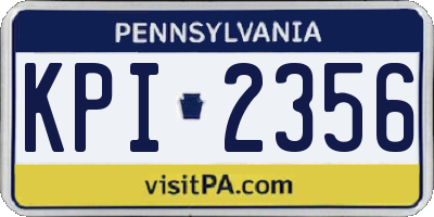 PA license plate KPI2356