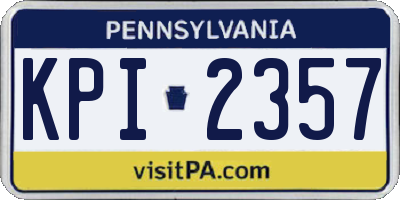 PA license plate KPI2357