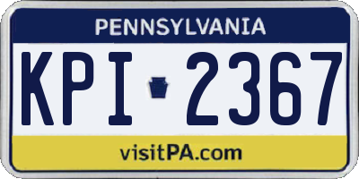 PA license plate KPI2367