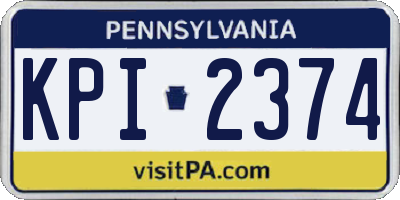 PA license plate KPI2374