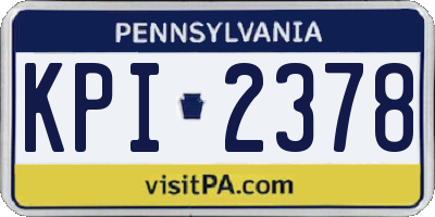 PA license plate KPI2378