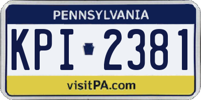 PA license plate KPI2381