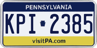 PA license plate KPI2385