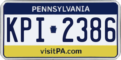 PA license plate KPI2386