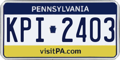 PA license plate KPI2403