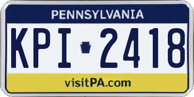 PA license plate KPI2418