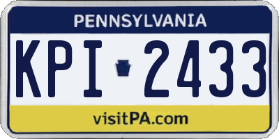 PA license plate KPI2433
