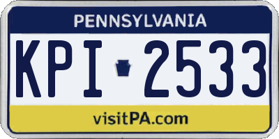 PA license plate KPI2533
