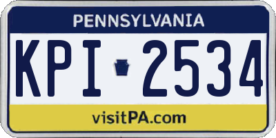 PA license plate KPI2534