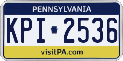 PA license plate KPI2536