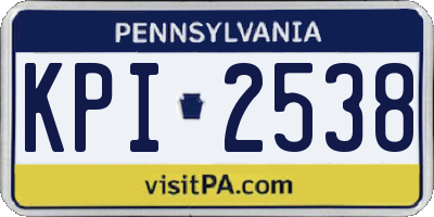 PA license plate KPI2538